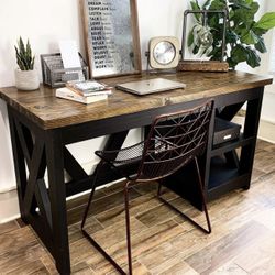 Custom farmhouse Office Desk Study Filling Cabinet Solid Wood Modern Rustic Office File Writing Restoration Hardware Insp Carpenter Bookcase