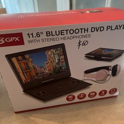 gpx 11.6 bluetooth dvd player with headphones