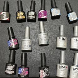 used mini gel nail polish with nail stand, cat eye magnets and fake nails set