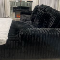 Black Plush Sectional Sofa