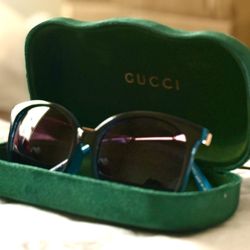 Gucci Turquoise And Gold Detail Women’s Glasses