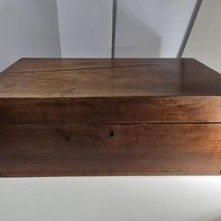 Antique Mahogany Writing Slope Box Missing Key And 1 Hinge Pin