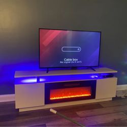 Tv Stand - 2 Tier Top With Fireplace- For TVs Up To 88inchs 