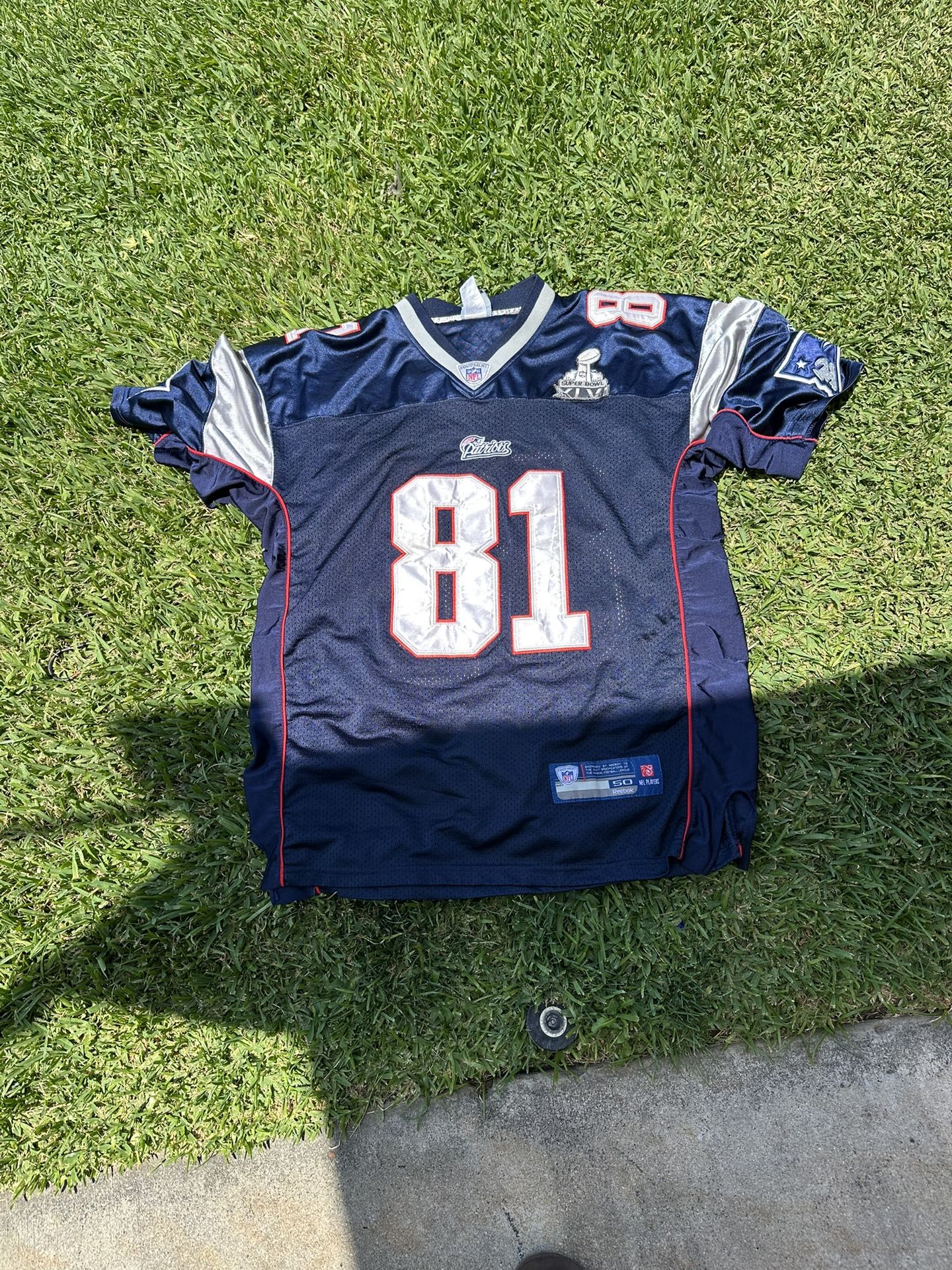 Randy Moss Reebok NEW ENGLAND PATRIOTS Men’s Size 50 NFL JERSEY Blue