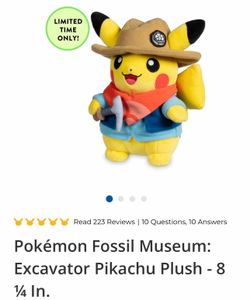Pokemon fossil museum excavator pikachu plush