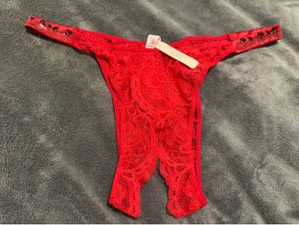 NWT Victoria’s Secret Red Lace Cherry Rhinestone Panty Size XL