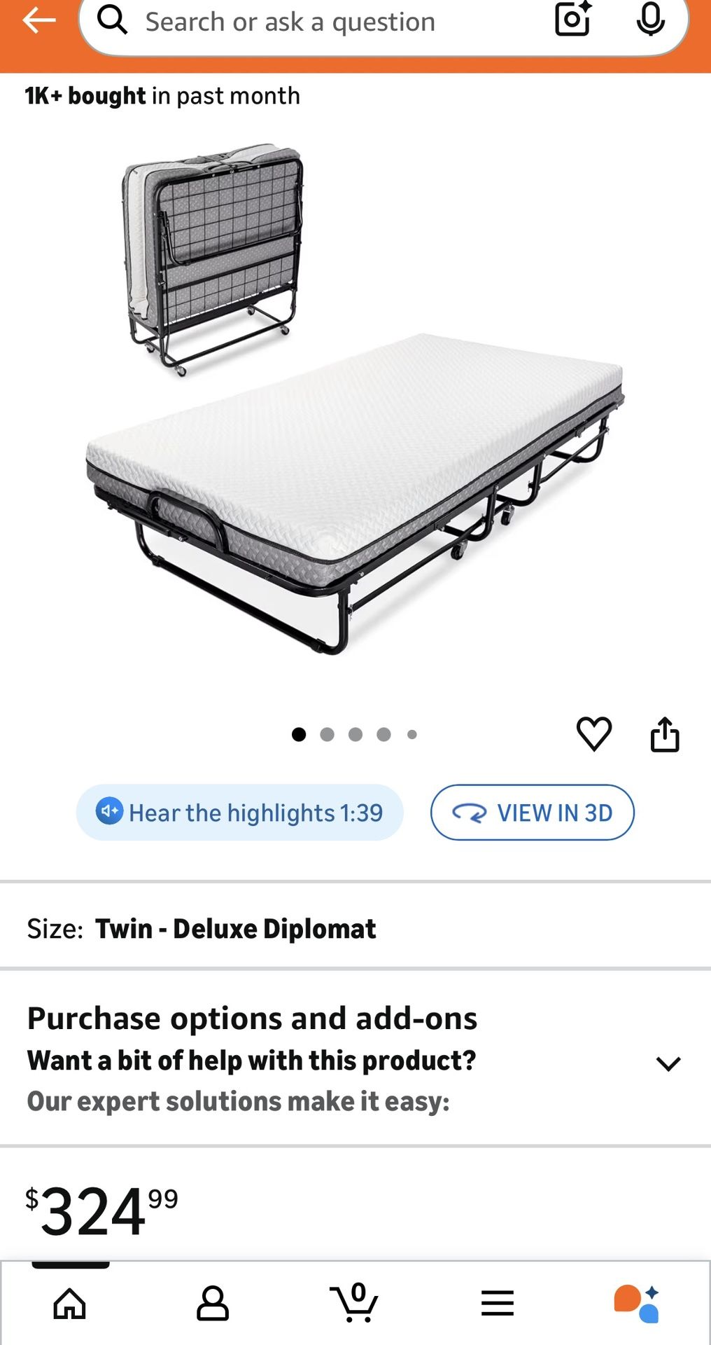 Twin Rollaway Bed