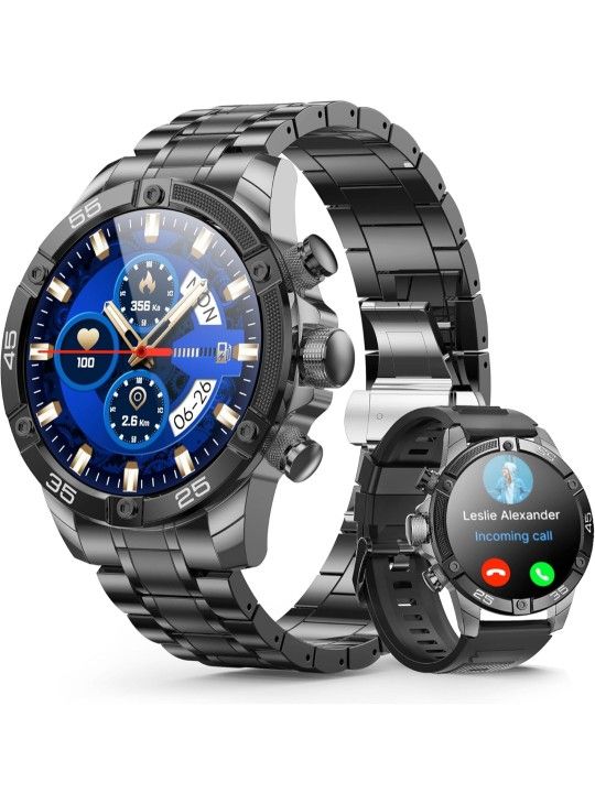 Smart Watches(Answer/Make Call), 1.53" Luxury Business Smartwatch for Men IP67 Waterproof, 100+ Sport Modes, Fitness Activity Tracker, Heart Rate Slee
