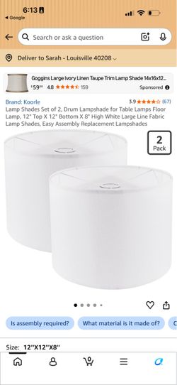 Light Koorle Drum Lamp Shades-set up two 12 x 12 x 8”