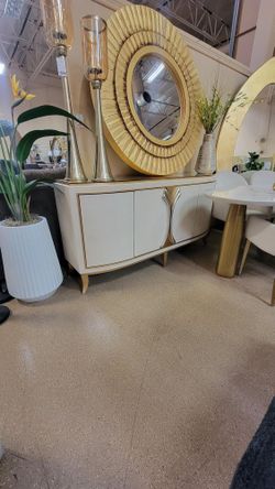 Stunning!!! Bone & Gold Console Cabinet By ART MAx