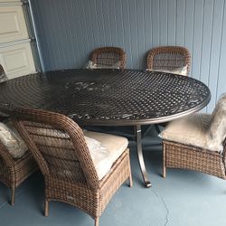 Outdoor patio 7 piece dining set, table with 6 chairs
