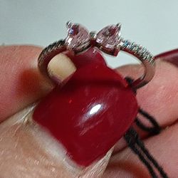 Pandora Authentic Brand New Sterling Silver XL Pink Bow Ring Size 7 