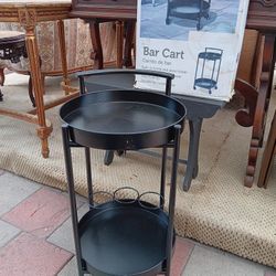 Round Bar Cart Built In Bottle And Glass Holder $45 OBO