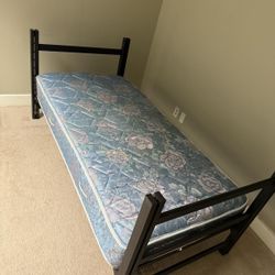 Twin Bed with Mattress & Wooden Dresser – Good Condition