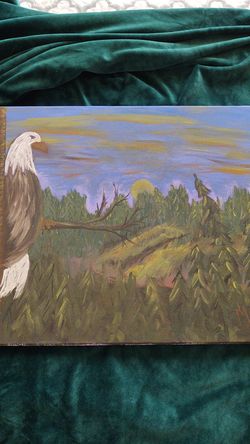 Acrylic, signed painting, Eagle