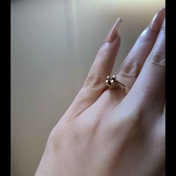 Professionally Made Champagne engagement Ring (Diamond + Opal stone)