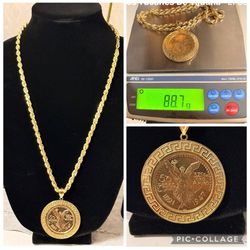 14k Rope Chain With a 14k Centenario Coin 