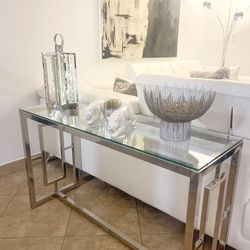 Glass/ Nickel CONSOLE TABLE/ Mesa Consola 🔥🔥 NEW IN BOX!!!