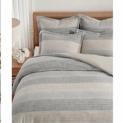 Levtex Home- Sand Stripes Textured 3pc Duvet Cover Set Queen