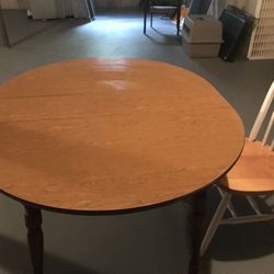 Oval / Round Table With Leaf With Or Without  1 Side Chair
