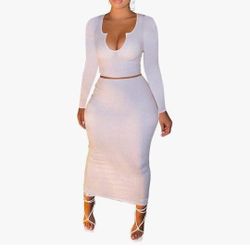 New White Skirt Set For $ 20