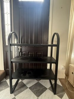 black wood arch shelf
