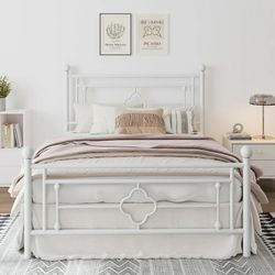 White Metal Full Size Bed Frame