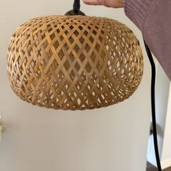 Rattan Hanging Lights with Plug in Cord