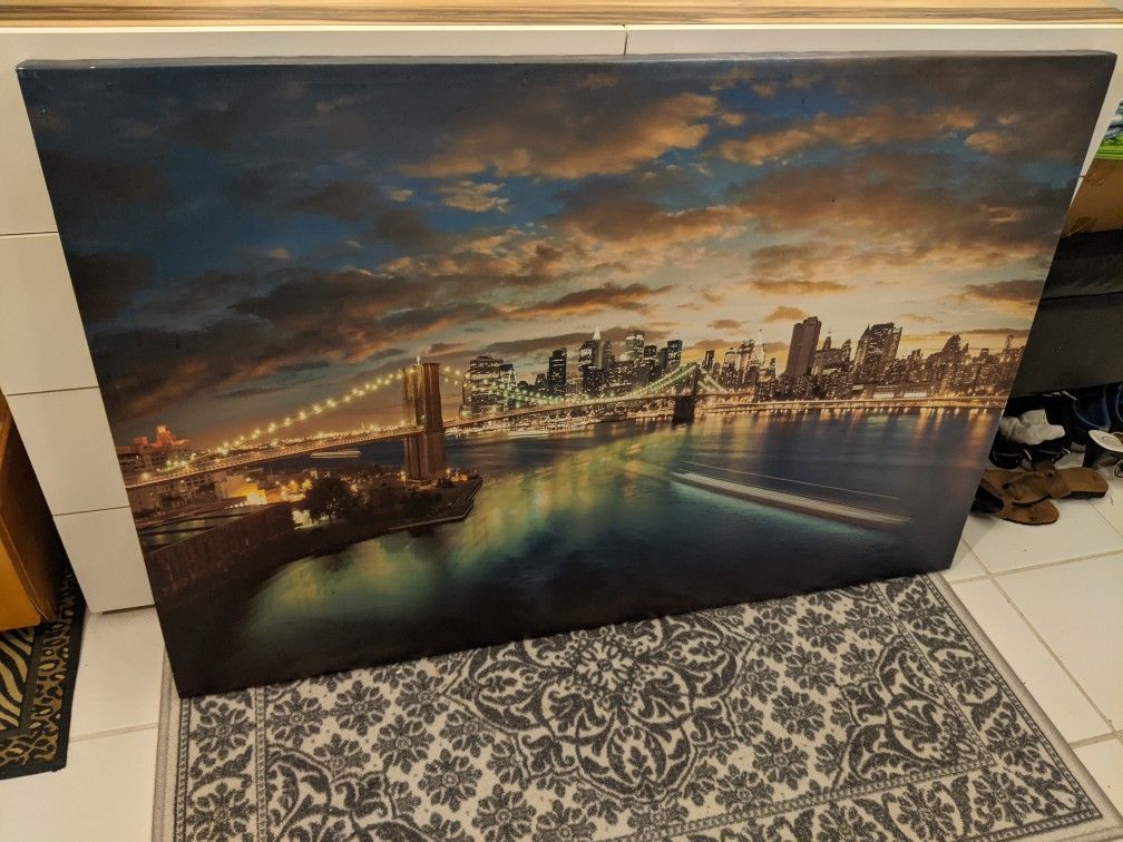 Brooklyn Bridge At Sunset Canvas Print