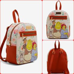 Shrek, Fiona, Donkey and Puss in Boots Floral Mini Backpack - Mother's Day  / Día De Las Madres 