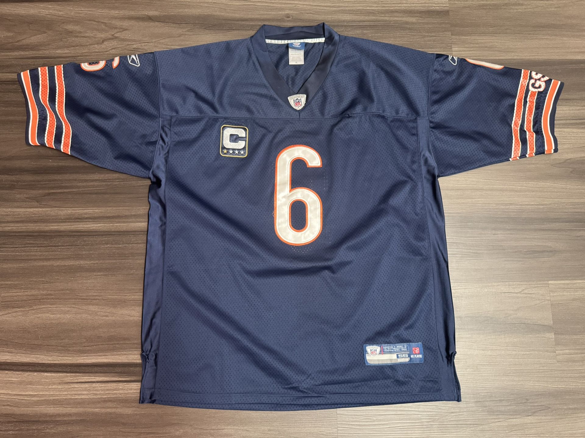 Reebok Jay Cutler #6 Chicago Bears NFL Captain Patch Stitched Jersey Sz 56 3XL