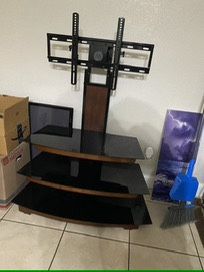 Black Tv Stand With Glass Shelves. 
