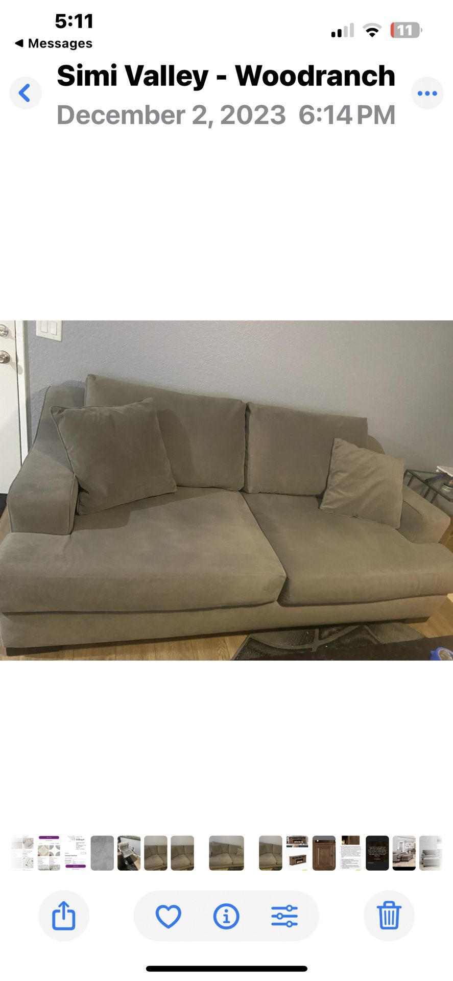 Dark Greige Sofa Make Me An Offer!!!  Paid 1200 From Living Spaces Only Sat In A Few Times And Then Had To Move And Can’t Use It !!  