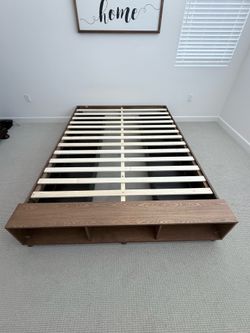 Queen Size bed frame w/storage bins
