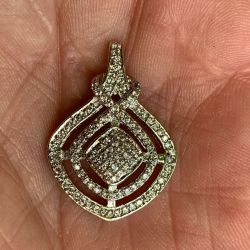 Unique Women's Sterling Silver Pendant, Sparkly Cubic Zirconia Accents