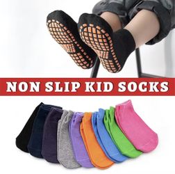 Anti-Slip Grip Socks for Boys & Girls – Grippy Yoga, Trampoline Socks, 3 Pairs