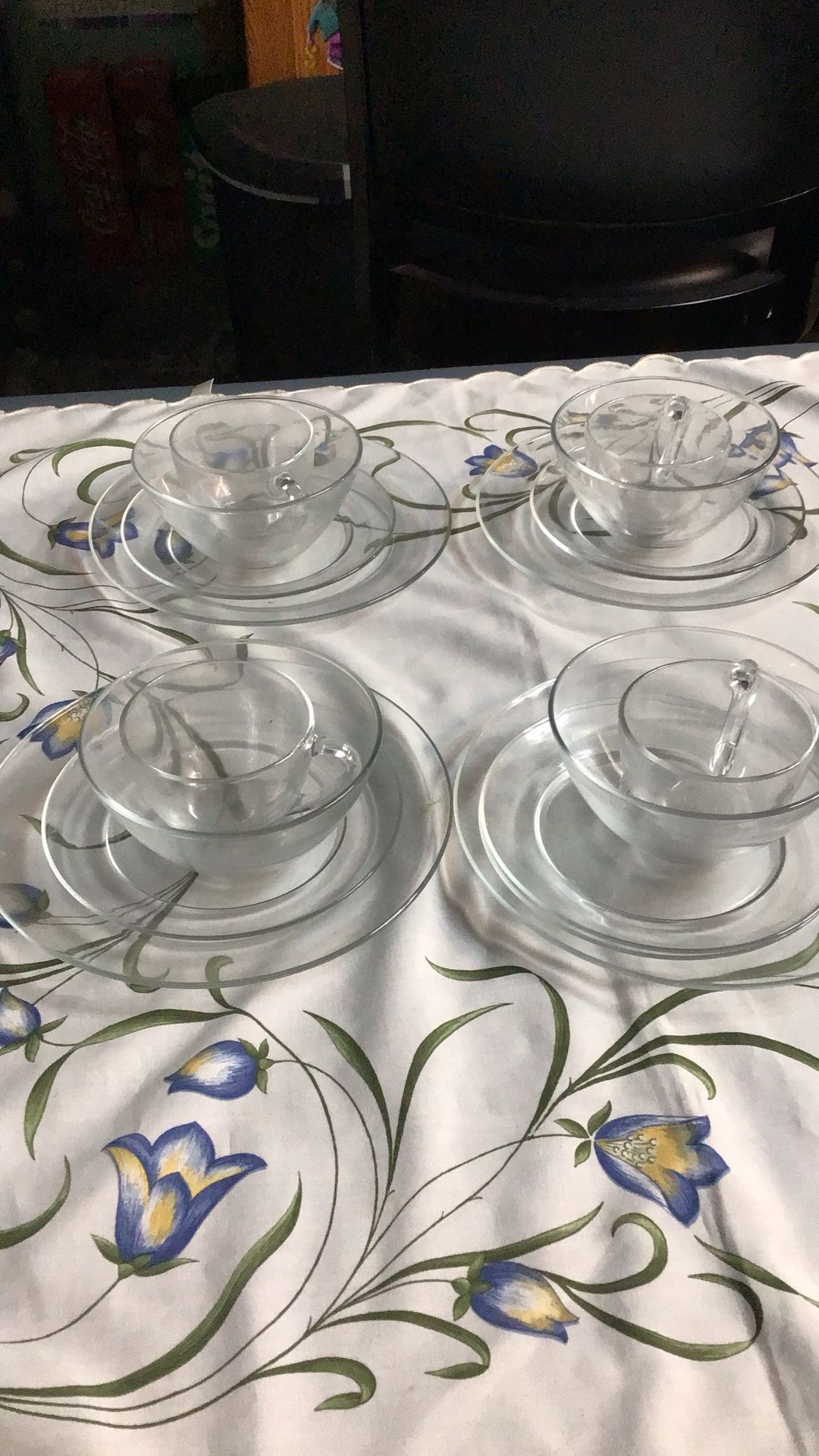 Vintage Clear Glass Dinner Set For4 Excellent Condition 