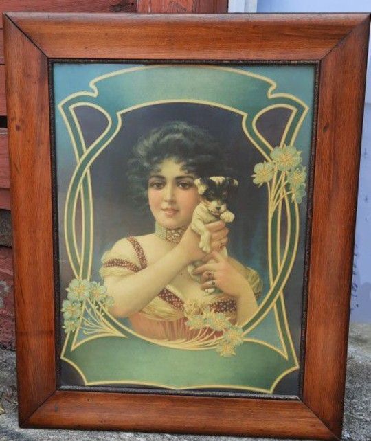 Antique Lady With Dog Picture 