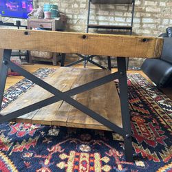 Wood and Metal Industrial Coffee Table 