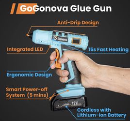 Cordless Hot Glue Gun by GoGonova 15s Fast Preheating Smart Power