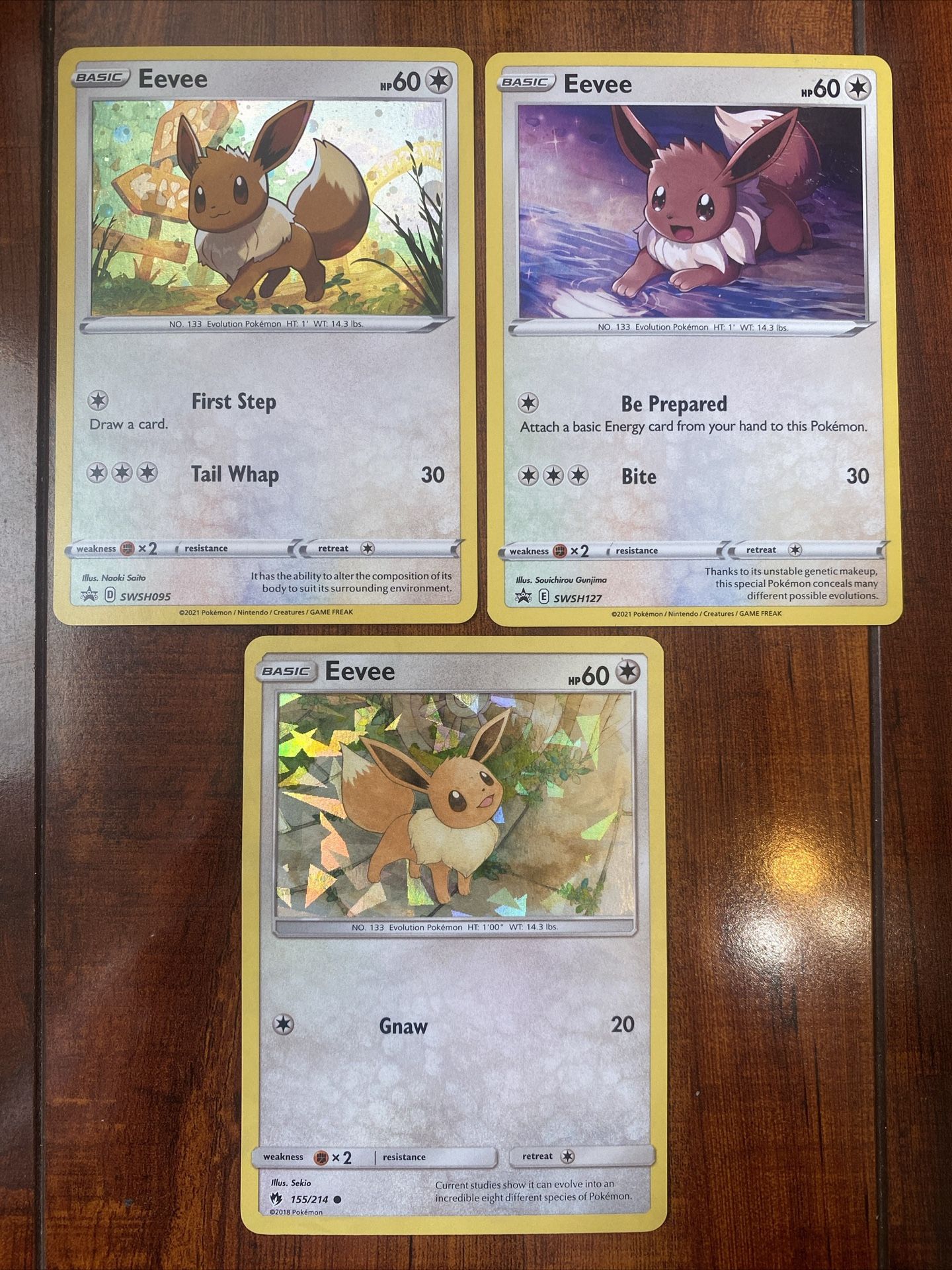 Pokemon Eevee SWSH Black Star Promo Cosmos & Regular Holo Lot of 3 Damaged