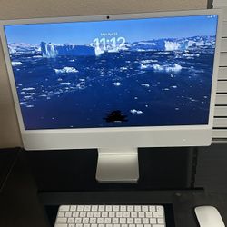 Apple IMac M4 silver 16gb ram 512 storage 4 Thunderbolt ports with keyboard and mouse