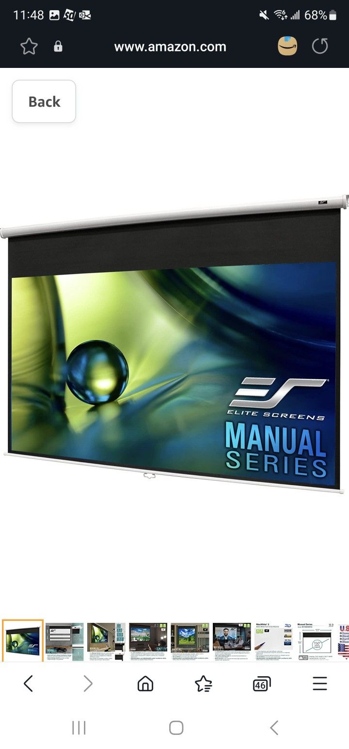 Elite Screens, 150-INCH 16:9, Pull Down Projector Screen