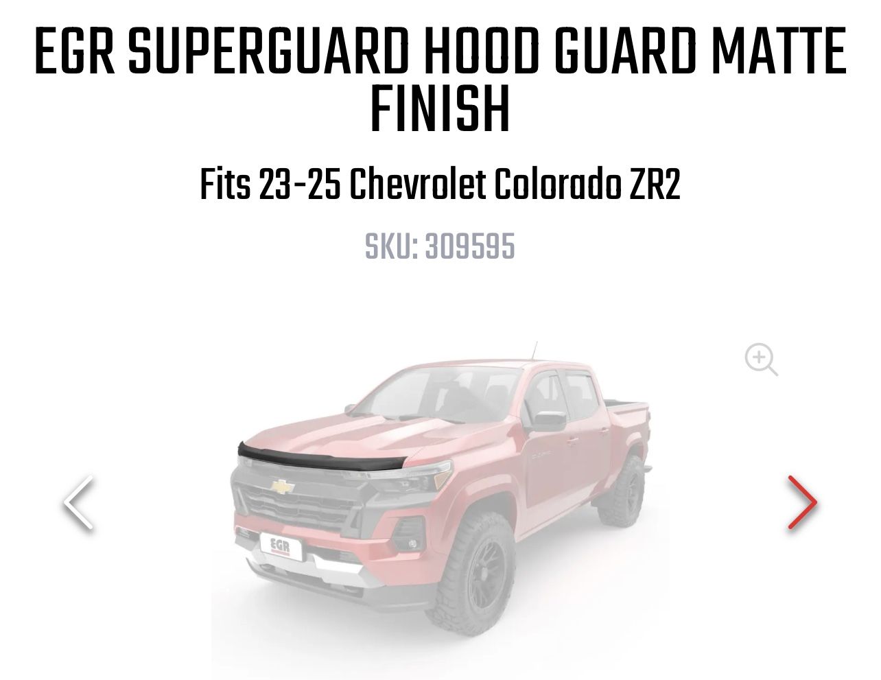EGR Superguard Hood Guard Matte Finish Fits 2023-25 Chevrolet Colorado ZR2