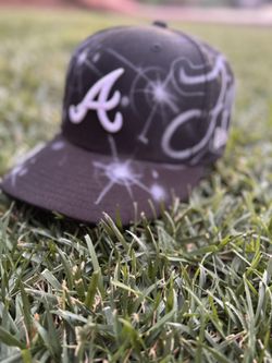 Custom Air Brushed Atlanta Braves Fitted Hat
