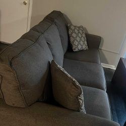2-Piece Gray Sectional Sofa – Seats 5 – Great Condition 