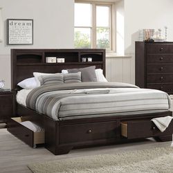 Queen Storage Bed Frame With 4 Drawers Brand New- Mattress Not Included 