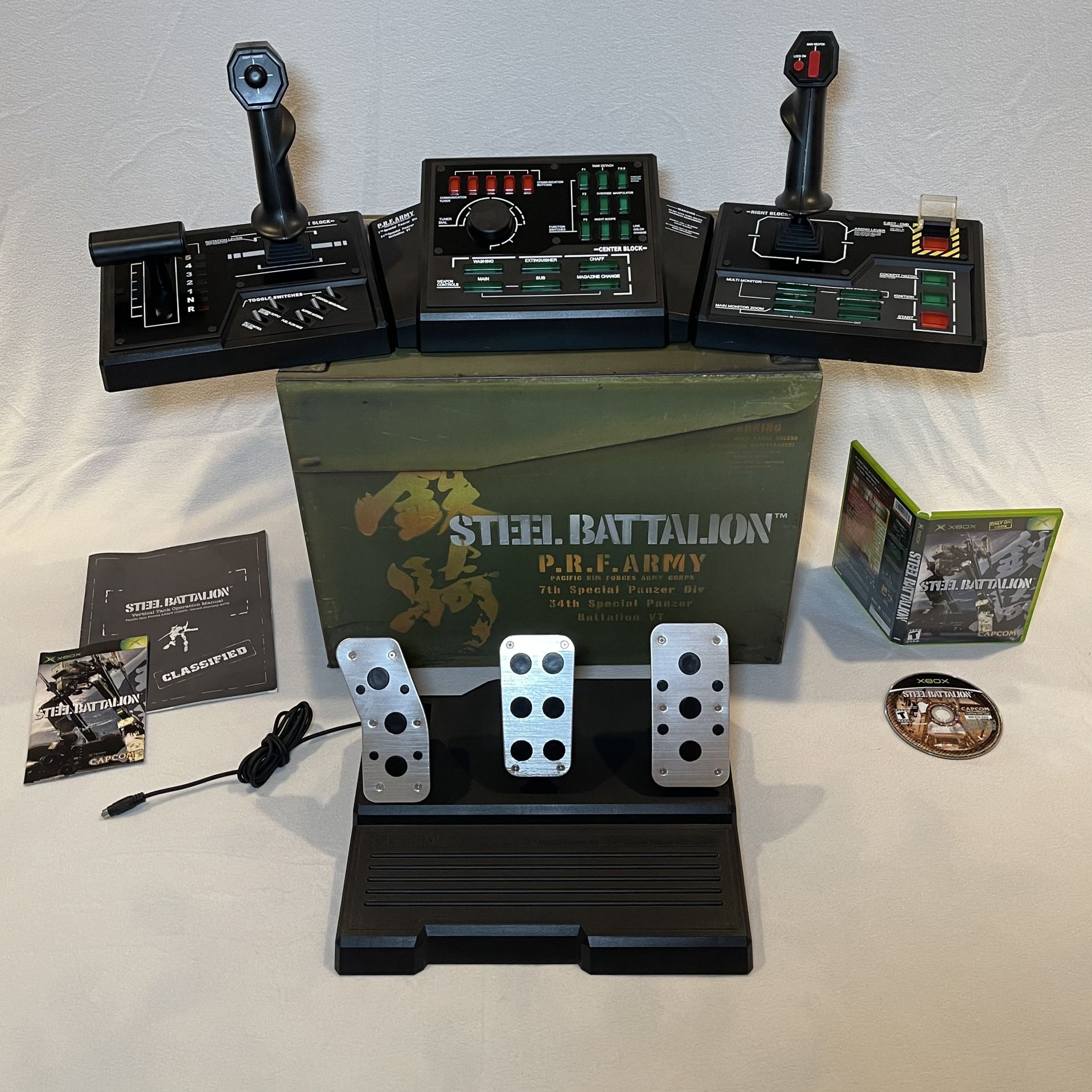 Steel Battalion Controller & Game (Xbox) USA *GREEN BUTTON* COMPLETE IN BOX CIB