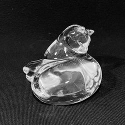Vintage Baccarat Crystal Reclining Cat Figurine Paperweight 5”-4”-3” Signed on bottom and signed on side. Very good condition, minor wearing marks on 