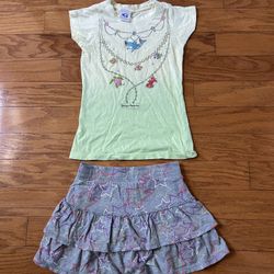EUC girls tshirt & skirt size S 7/8